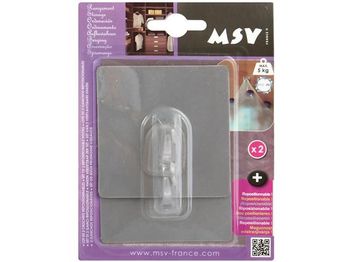 Крючки самоклеющиеся MSV 2шт квадрат 8X8cm, с-серые, пластик 