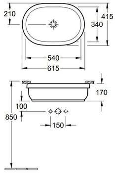 Lavoar sub blat  oval Villeroy & Boch Architectura 