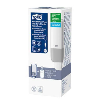 Стартовый пакет TORK, диспенсер S4 и мыло-пена Clarity, Белый, Tork 