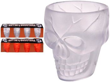 Set pahare Halloween Craniu 4buc, 60ml, 2 culori, plastic 