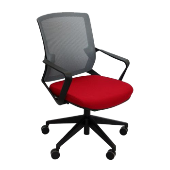 купить Офисный стул с красным сиденьем и серой сеткой в Кишинёве 