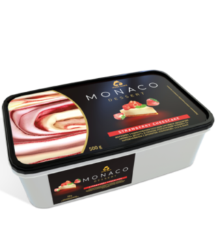 Inghetata "MONACO" cu gust de cheesecake si capsuna 500 gr 