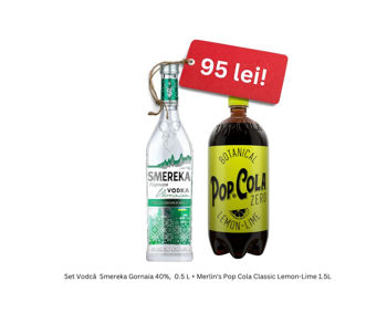 Набор Водка Smereka Gornaia 40%,  0.5 L + Merlin's Pop Cola Classic Lemon-Lime 1.5L 