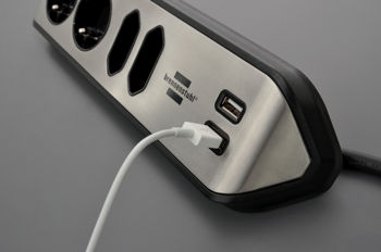купить Удлинитель с 2 розетками с защитными контактами, 2 евророзетки, включая функцию зарядки через USB в Кишинёве 