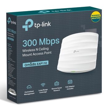 Wi-Fi N Access Point TP-LINK "EAP110", 300Mbps, Omada Centralized Management, PoE 