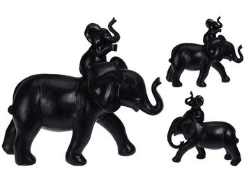 Statuie "Elefant cu elefantel" 24X23cm, ceramica, neagra 