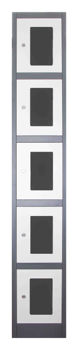 cumpără Dulap metalic pentru depozitare genți cu 5 uși cu sticla, alb-gri 300x450x1850 mm în Chișinău 