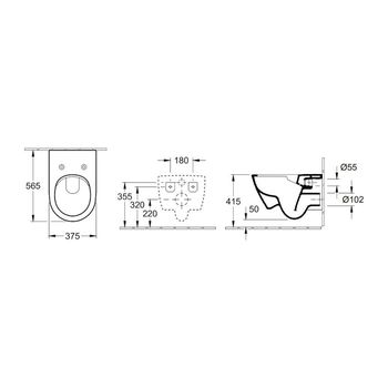 Vas WC suspendat Villeroy&Boch Subway 2.0, DirectFlush, CeramicPlus  cu capac Soft Close, ebony 