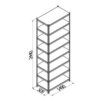 cumpără Raft metalic galvanizat cu placă din plastic Gama Box  1490Wx505Dx2440H mm, 8 polițe/PLB în Chișinău 