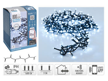 Luminite de Craciun "Fir" 800LED alb, 16m, gestionare-internet, 8 regimuri 