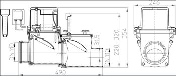 купить Обратный клапан D.110 ПВХ (электроприводная заслонка, заслонка из нержавеющей стали и ручной затвор) HL710.2EPC  HL в Кишинёве 