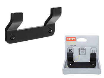 Umeras dublu pentru baie Tatay Onyx 10X5.3X2.2cm, negru, din aluminiu/ inox 