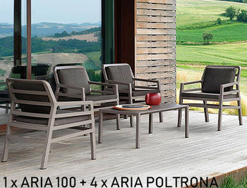 Комплект садовой мебели стол Nardi ARIA TAVOLINO 100 + 4 кресла Nardi ARIA Tortora Grigio
