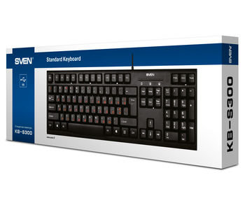 Keyboard SVEN KB-S300, Traditional layout, Quiet, Splash proof, Black, USB 