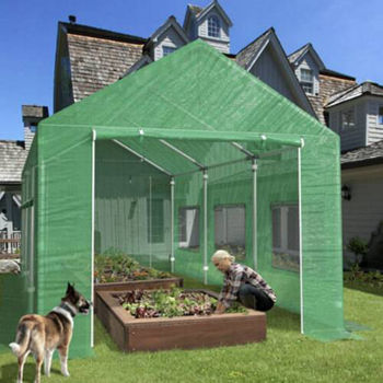 Садовая теплица PRO PLUS 8x3x2.87 м, площадь 24 кв.м, армированная пленка, 2 двери, зеленый цвет 