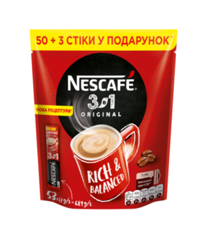 Cafea instant Nescafe 3in1 Original, 50+3 plicuri 