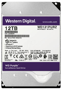 3.5" HDD 12.0TB-SATA-256MB Western Digital  "Purple (WD121PURZ)", Surveillance, CMR 