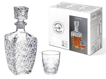 Set garafa 780ml si 6 pahare pentru lichior 80ml Dedalo 