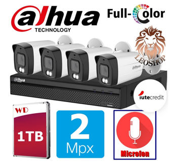 КОМПЛЕКТ DAHUA FULL COLOR 4 Камеры 2 Мегапикселя Микрофон HDD 1TB ГАРАНТИЯ 3 ГОДА!!! HD-TVI DH-HAC-HFW1239TLMP-A-LED 