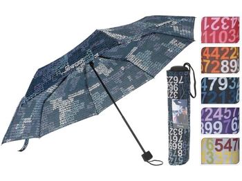 Umbrela pliabila D100cm "cifre", 5 culori 