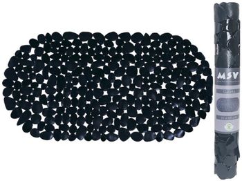 Covoras pentru cada de baie oval 35X68cm MSV "Galets", negru, PVC 