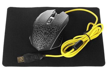 Gaming Mouse & Mouse Pad Qumo Solaris, Optical, 800-2200 dpi, 6 buttons, 7 color backlight, USB 
