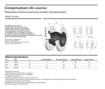 cumpără Racord flexibil cu flanse D. 50 PN10/16 (4 gauri)  WATO în Chișinău 