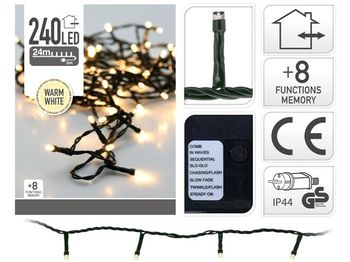 Luminite de Craciun "Fir" 240LED alb-cald, 24m fir verde, 8reg, in/out 