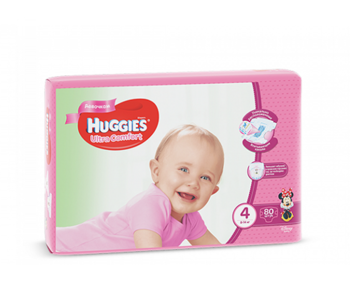 купить Huggies подгузники Ultra Comfort 4 для девочек, 8-14кг.80 шт в Кишинёве 