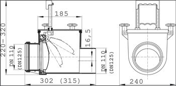 купить Обратный клапан D.110 ПВХ горизонтальный (заслонка из нержавеющей стали и ручной затвор) HL710.1  HL в Кишинёве 