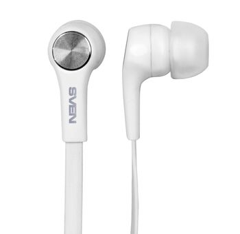 Earphones SVEN E-211M, White, with Microphone, 4pin 3.5mm mini-jack, cable 1.2m 