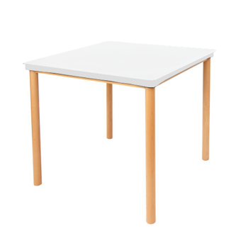 купить Пластиковый стол с деревяннами ножками 800x800x710 мм, белый в Кишинёве 