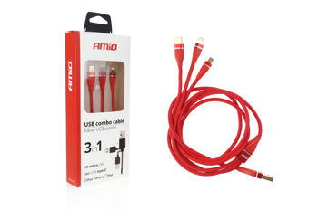 AMIO Cablu 3in1 iOS, Tipe-C, micro USB 1.2m 3.1A 02178 