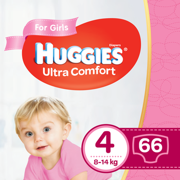 купить Подгузники для девочек Huggies Ultra Comf 4 (8-14 kg), 66 шт. в Кишинёве 