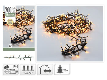 Luminite de Craciun "Fir" 700LED extra alb-cald, 14m, cablul verde 