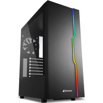 Компьютерный корпус Case Sharkoon RGB SLIDER Black  ATX Case, Side Panel of Tempered Glass, no PSU, Tool-free, Cable Management, Front Panel ARGB LED Strip, Fans: Rear 1x120mm installed, ARGB Controller, 2x3.5" / 5x2.5", 2xUSB3.0, 1xUSB2.0, 1xHeadphones (carcasa/корпус)
