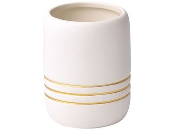 Pahar  pentru periute de dinti Golden Stripes, alb, din ceramică 