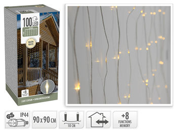 Огни новогодние "Водопад" 100LED т-бел, 10струй, 0.9X0.9m, 8 