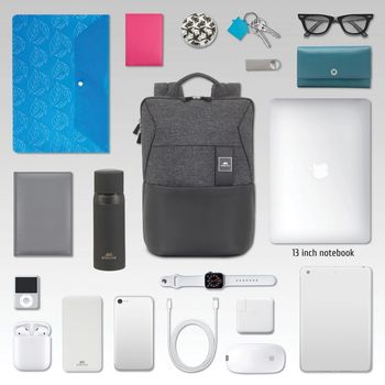 Backpack Rivacase 8825, for Laptop 13,3" & City bags, Black Melange 