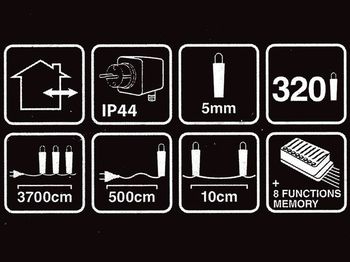 Luminite de Craciun "Fir" 320LED alb, 32m, 8reg, in/out 