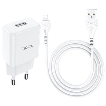 Hoco Wall Charger with Сable USB to Lightning N9 2.1A Especial, White 