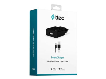 ttec Wall Charger Smart Travel with Cable USB to Type-C 2.4A (1.2m), Black 