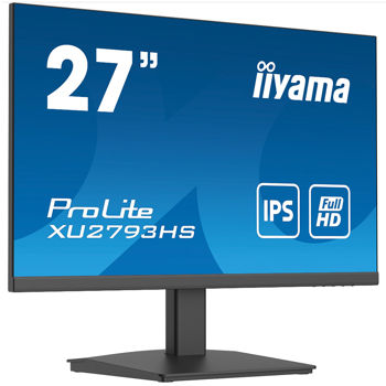Монитор 27 Iiyama ProLite XU2793HS-B4 IPS Borderless 75Hz Monitor WIDE 16:9, 0.3114, 4ms, 75Hz refresh rate, Speakers 2x2W, Advanced Contrast 80M:1, Static Contrast 1000:1, H:30-85kHz, 1920x1080 Full HD, HDMI/Display Port/VGA, TCO03