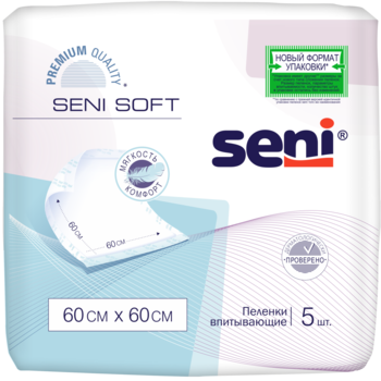 Впитывающие пеленки для постели Seni Super Soft, 60x60 см, 5 шт. 