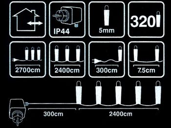 Luminite de Craciun "Fir" 320LED alb, 24m fir verde, in/out 