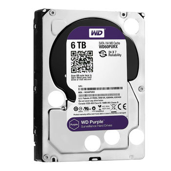 Жесткий диск 3.5" HDD 6TB Western Digital Purple (Surveillance HDD) WD62PURX, 5400 rpm, SATA3 6GB/s, 64MB (hard disk intern HDD/внутрений жесткий диск HDD)