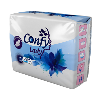 Прокладки гигиенические впитывающие женские Confy Lady ULTRA NIGHT STD, 7 шт. 