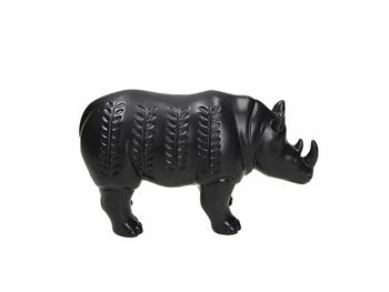 Statuie "Rinocer" 22cm H13cm, negru, ceramica 