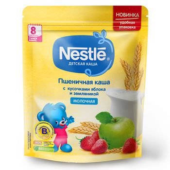 купить Каша пшеница-земляника-яблоко с молоком Nestle, с 8 месяцев, 220г в Кишинёве 