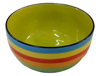 Salatiera din ceramica 18.5cm dungi multicolore (albastra) 